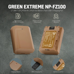Green Extreme NP-FZ100 Battery with USB-C