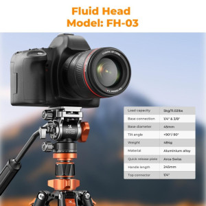K&F Concept Tripod K234A7+FH-03