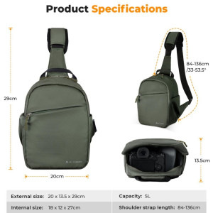K&F Concept Camera Crossbody Shoulder Backpack KF13.171V2 5L Green